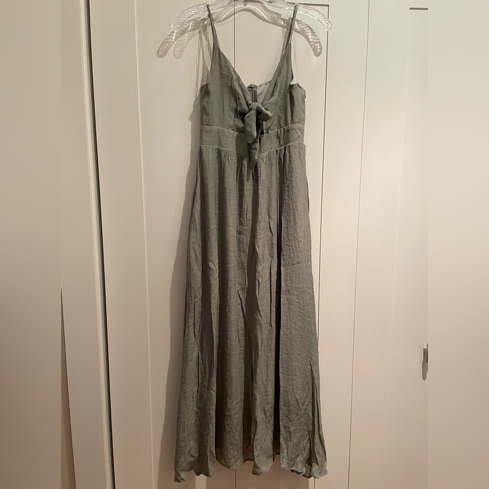 NEW; never worn. Green/sage maxi dress w/front tie.